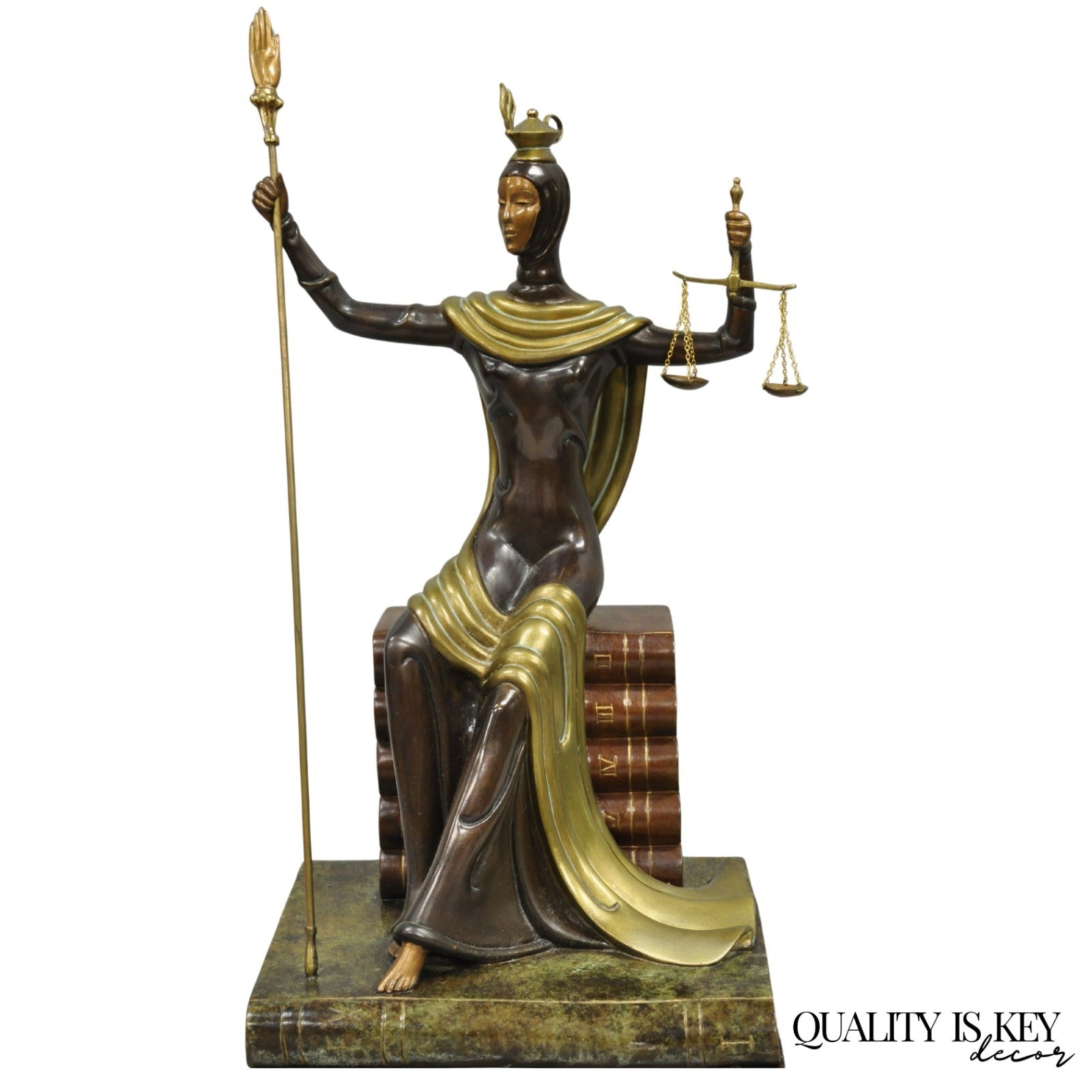 Erte (Romain De Tirtoff) "Justice" Limited 9/500 Bronze Goddess Sculpture 1984
