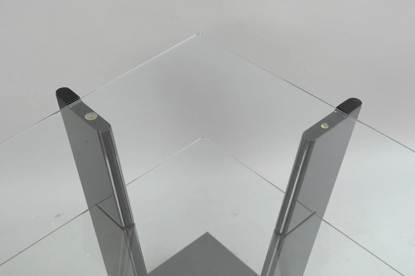 Contemporary Modern Black Lacquer & Glass 3 Tier Space Age End Tables - a Pair