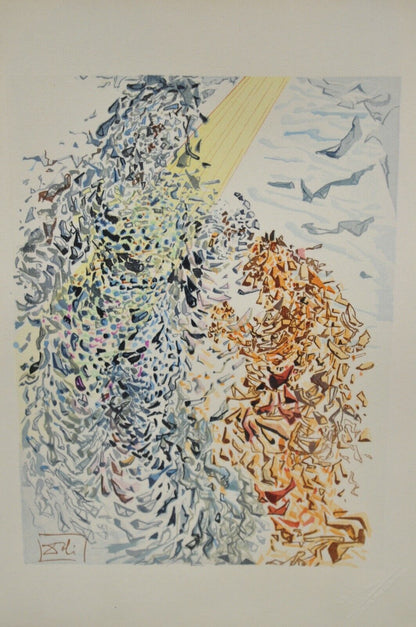 Vintage Salvador Dali Divine Comedy The Dust of Souls Woodcut Print Framed