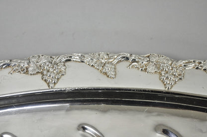 Antique English Victorian Silver Plated Grapevine Meat Cutlery Tray by Benedict