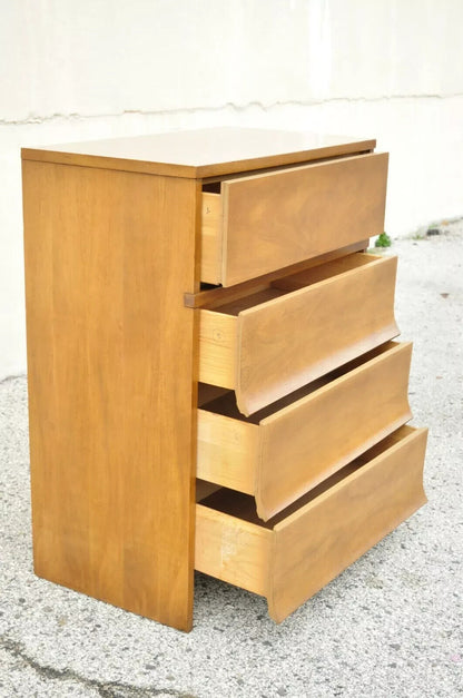 Johnson Carper Mid Century Modern Walnut Formica Top 4 Drawer Chest Dresser