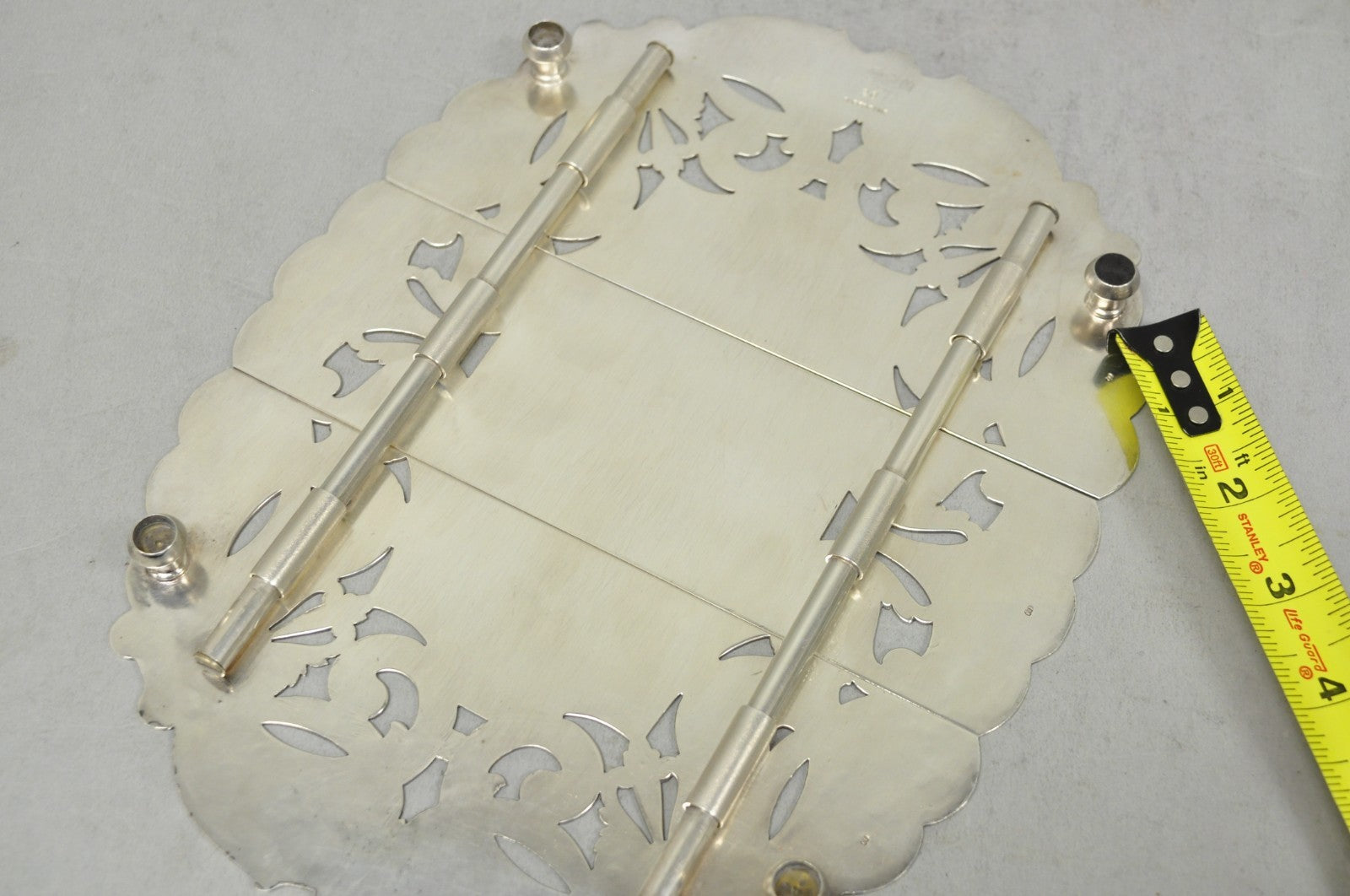 Vintage LBS Co Victorian Silver Plated Expanding 3 Section Pot Trivet