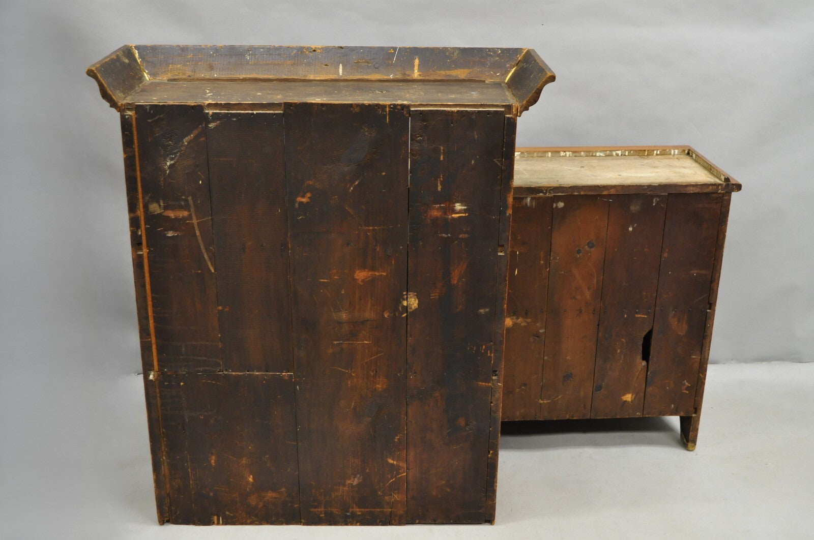 Antique Primitive Country Farmhouse Pine Wood Secretary Bookcase Cupboard