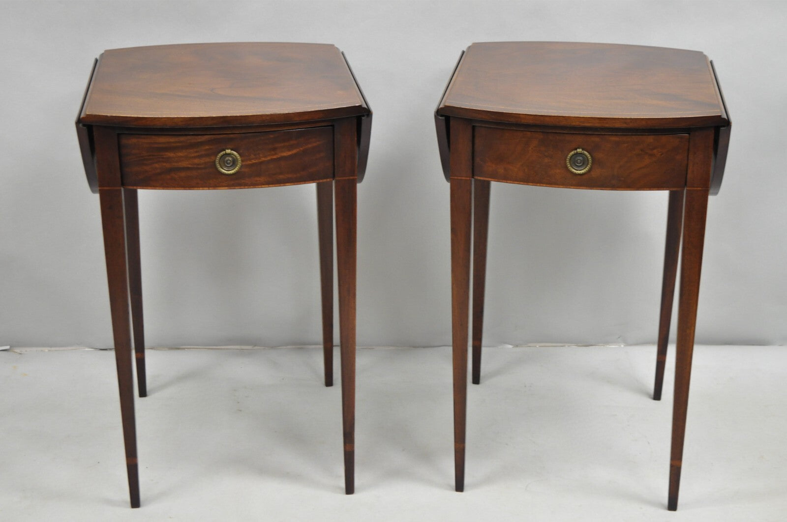 Vintage Beacon Hill Federal Small Mahogany Dropleaf Pembroke End Tables - a Pair