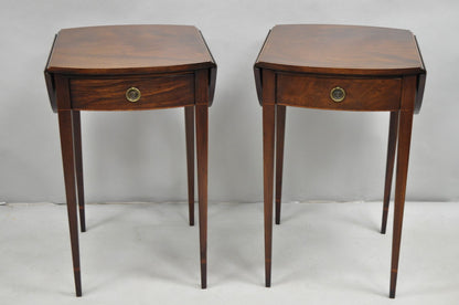 Vintage Beacon Hill Federal Small Mahogany Dropleaf Pembroke End Tables - a Pair