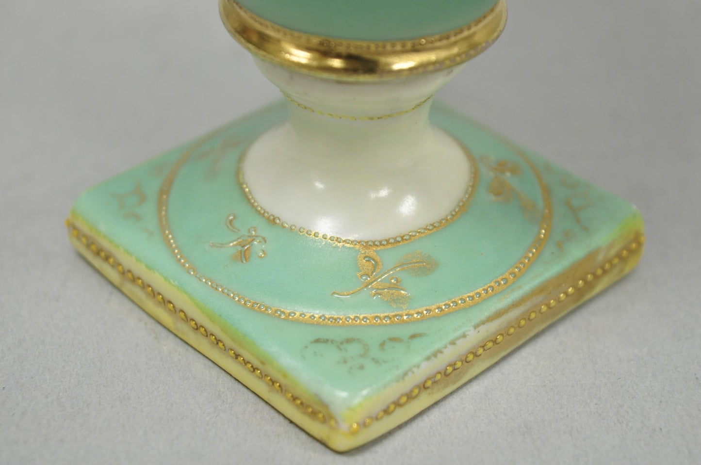 Antique Nippon Porcelain Hand Painted Windmill Scene Green Small Bolted Vase (B)