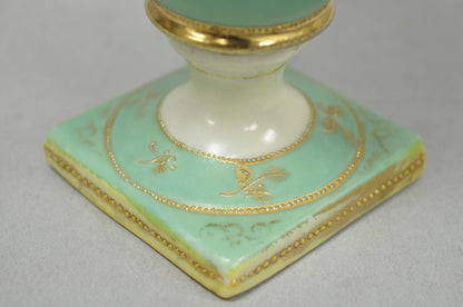 Antique Nippon Porcelain Hand Painted Windmill Scene Green Small Bolted Vase (B)