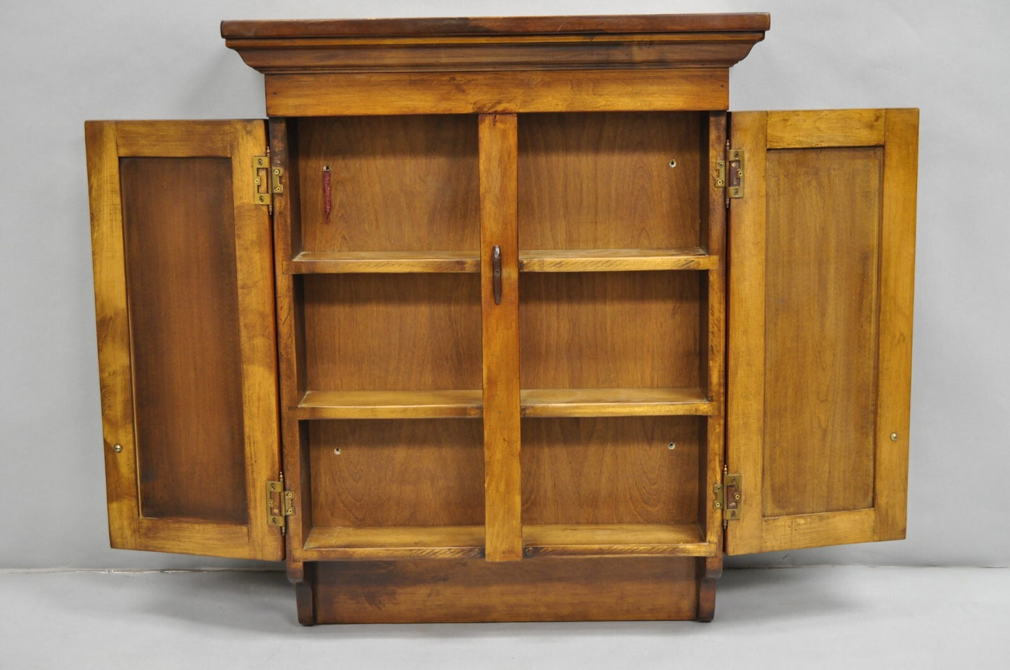 Vintage American Colonial Style Cherry Wood Wall Hanging Hutch Kitchen Cupboard