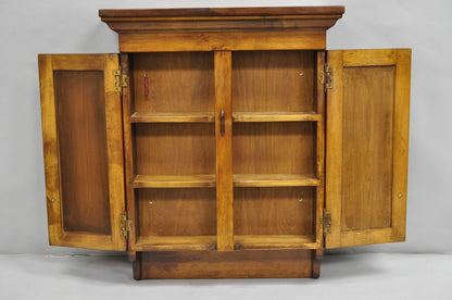 Vintage American Colonial Style Cherry Wood Wall Hanging Hutch Kitchen Cupboard