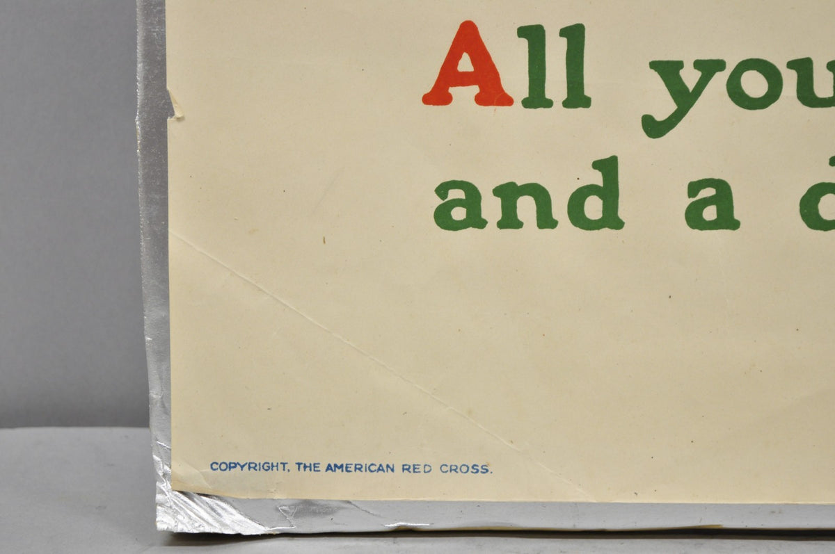 Original Vintage 1918 WWI Poster 'Red Cross Christmas Roll Call' Ray Greenleaf