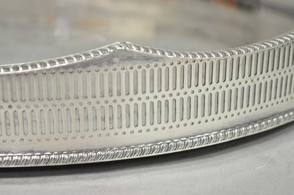 Vintage English Edwardian Silver Plated Oval Scalloped Gallery Bar Platter Tray