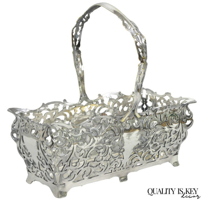 Antique Victorian Silver Plated Reticulated Scrollwork Bread Basket by Forbes