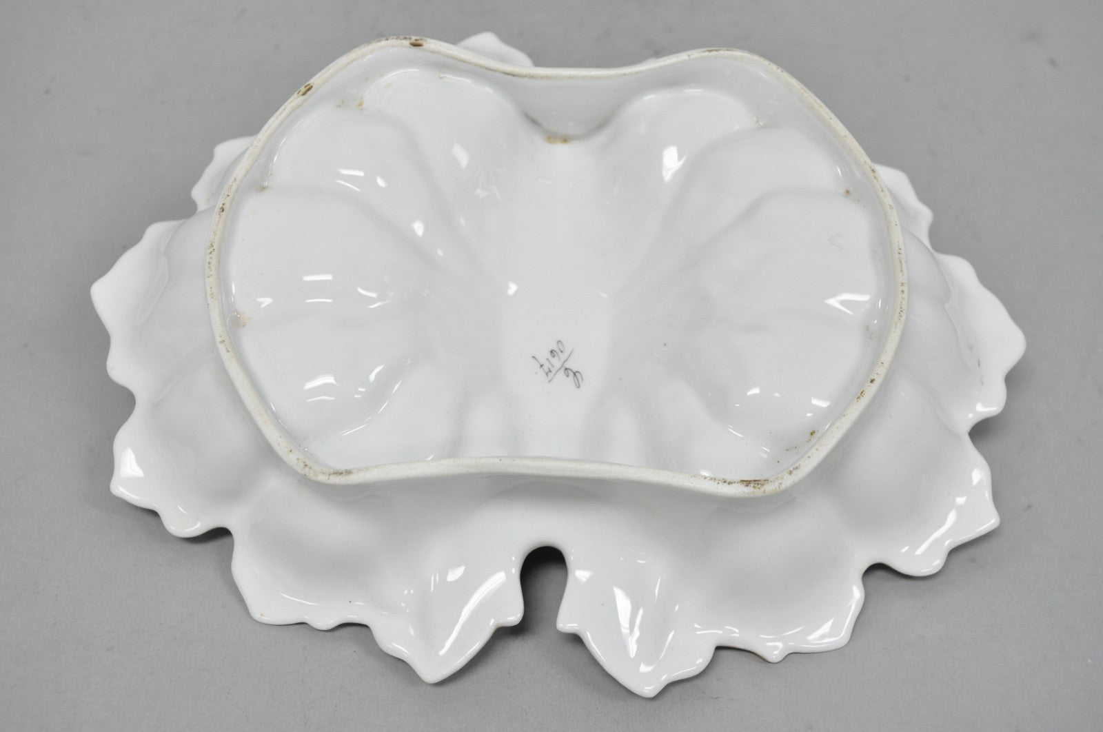 Antique Bavarian German Porcelain Gold Gilded Hand Painted Lobster Divided Dish