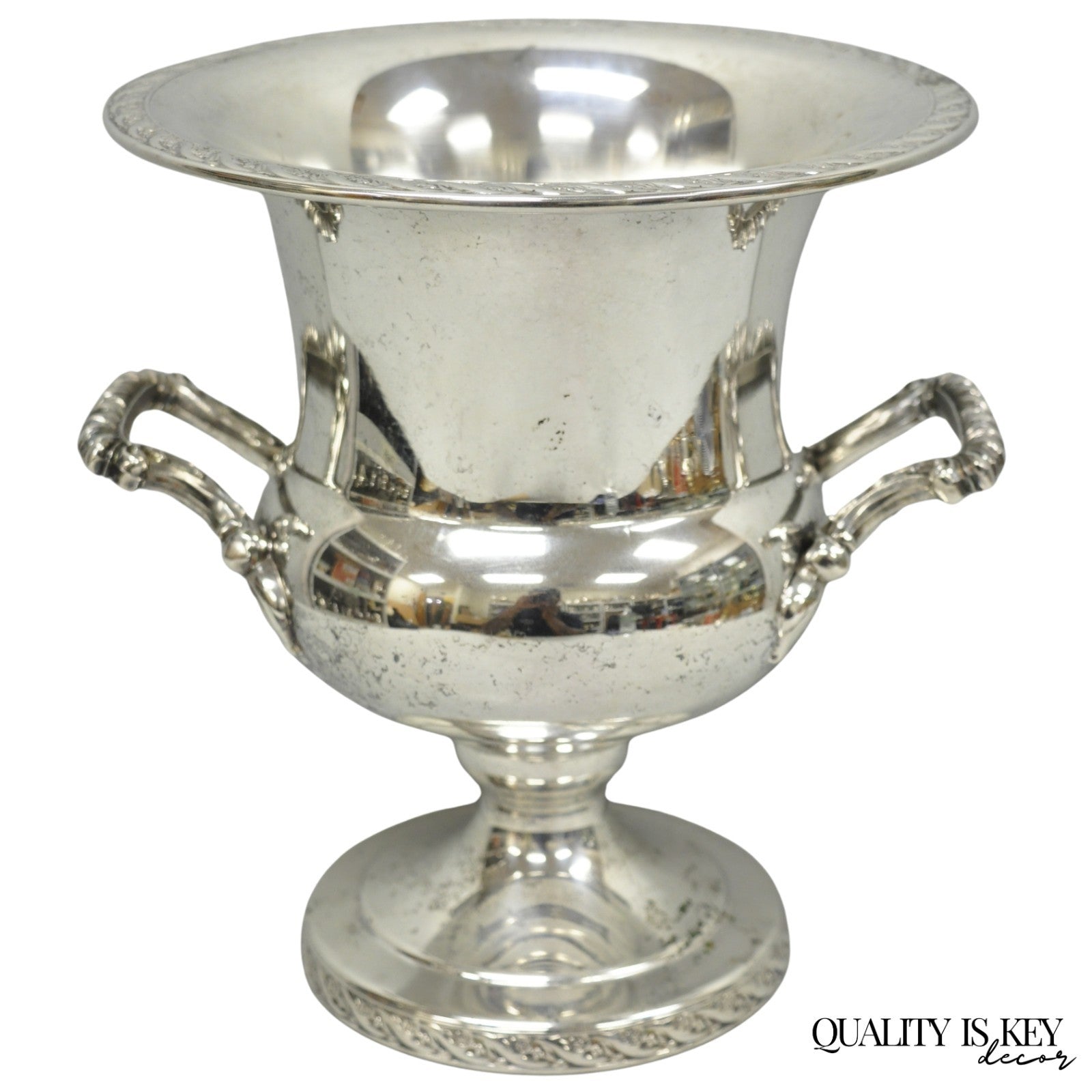 Vintage WM Rogers "Spring Flower" Silver Plated Champagne Chiller Bar Ice Bucket