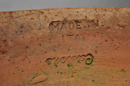 Vintage Carbone Terracotta Pottery Basket Weave 16" Garden Planter Pot - a Pair