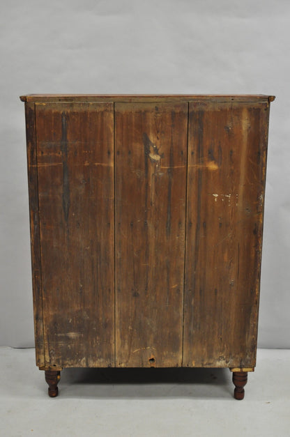Antique French Country Colonial Pine Wood 50" H Drysink Kitchen Jelly Cupboard