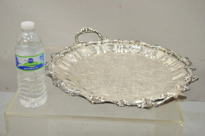 Victorian Ornate Silver Plated Twin Handle Scalloped Bar Serving Platter Tray