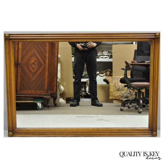 Vintage French Country Provincial Cherry Wood Rectangular Wall Mirror by White