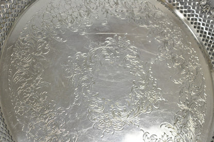 Vintage EG Webster & Son Silver Plated Grapevine Round Bar Serving Platter Tray