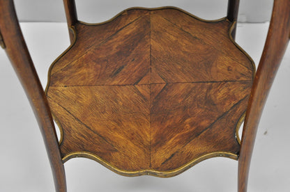 Antique French Louis XV Style Marquetry Inlay Bronze Ormolu Rosewood Side Table
