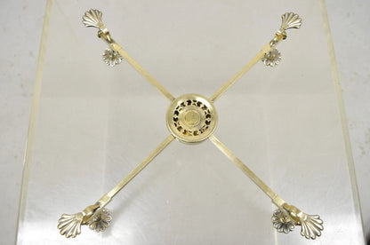 Vintage LFS Ltd English Sheffield Brass Tone Metal Expandable Footed Trivet