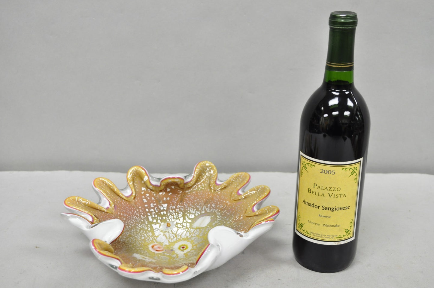 Vintage Murano Italian Art Glass Millefiore Clam Shell Candy Dish Bowl (B)