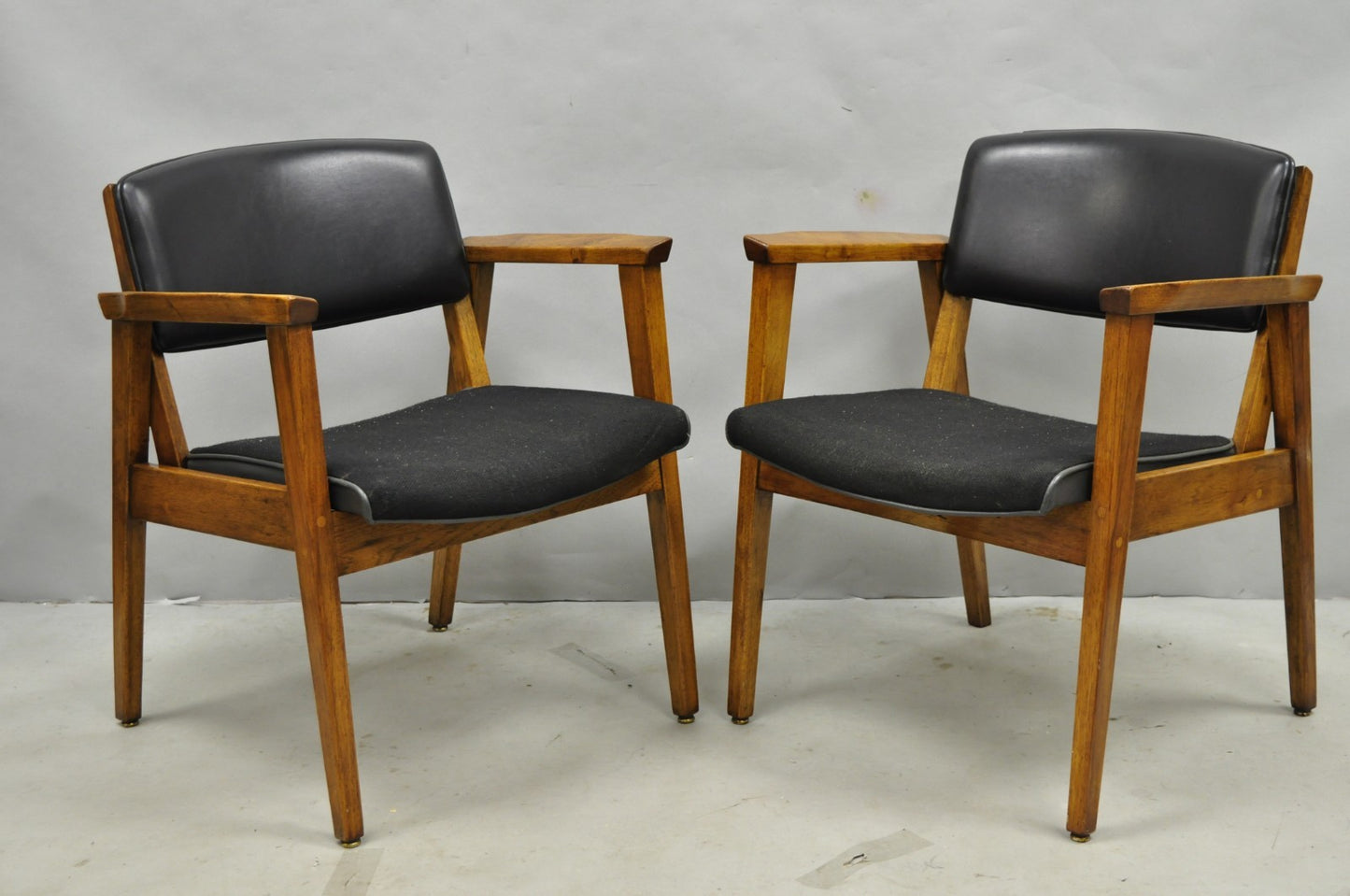 Vintage Boling Chair Co Mid Century Modern Walnut Lounge Arm Chairs (A) - Pair