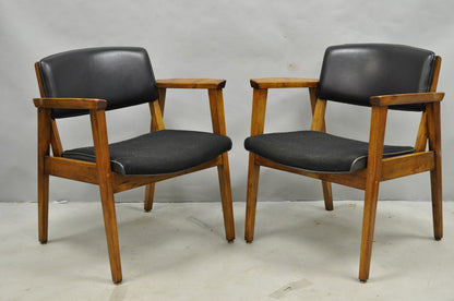 Vintage Boling Chair Co Mid Century Modern Walnut Lounge Arm Chairs (A) - Pair