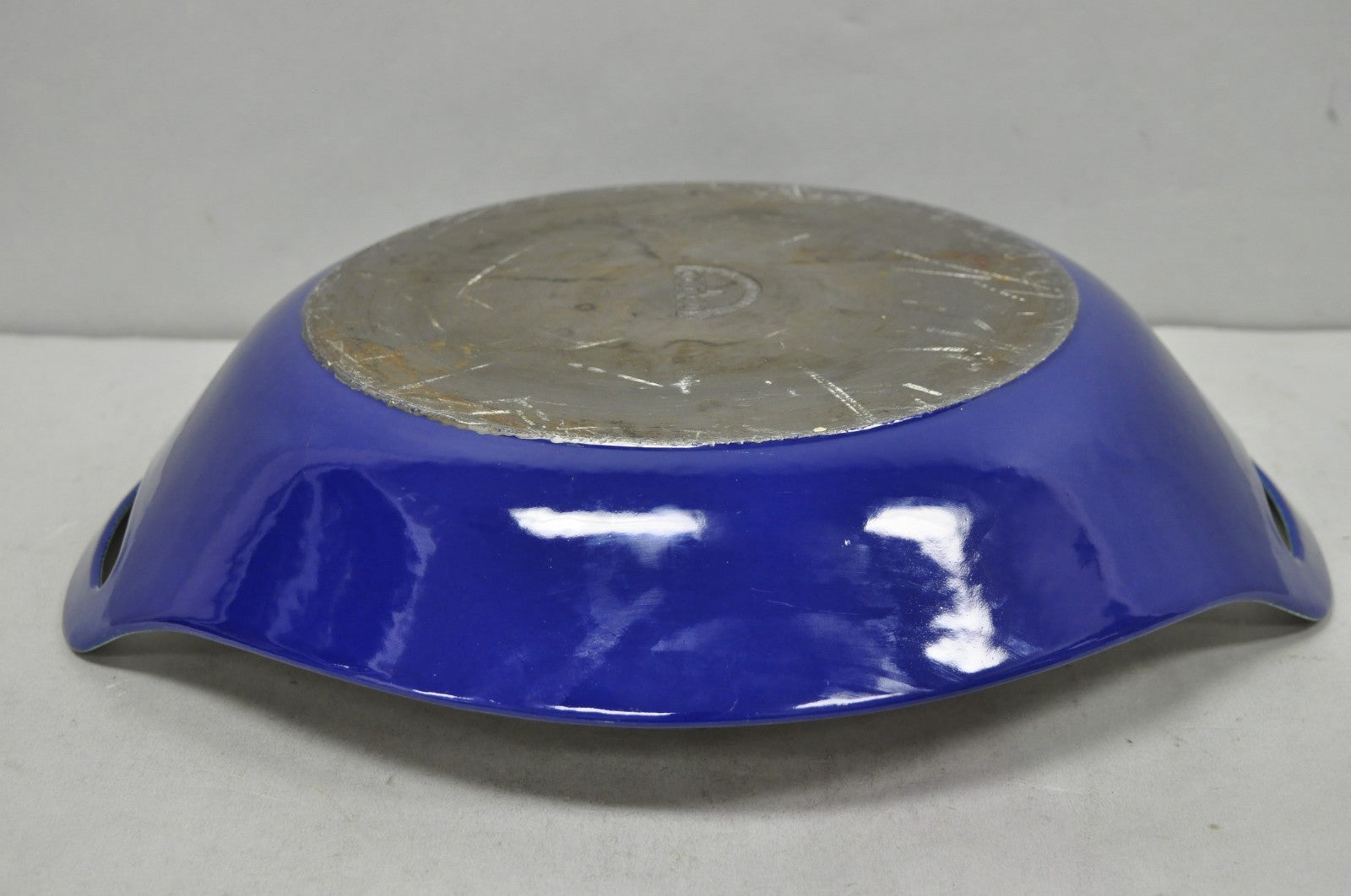 Vintage Michael Lax Copco Denmark Modern Blue Enamel Cast Iron Paella Dish Pan