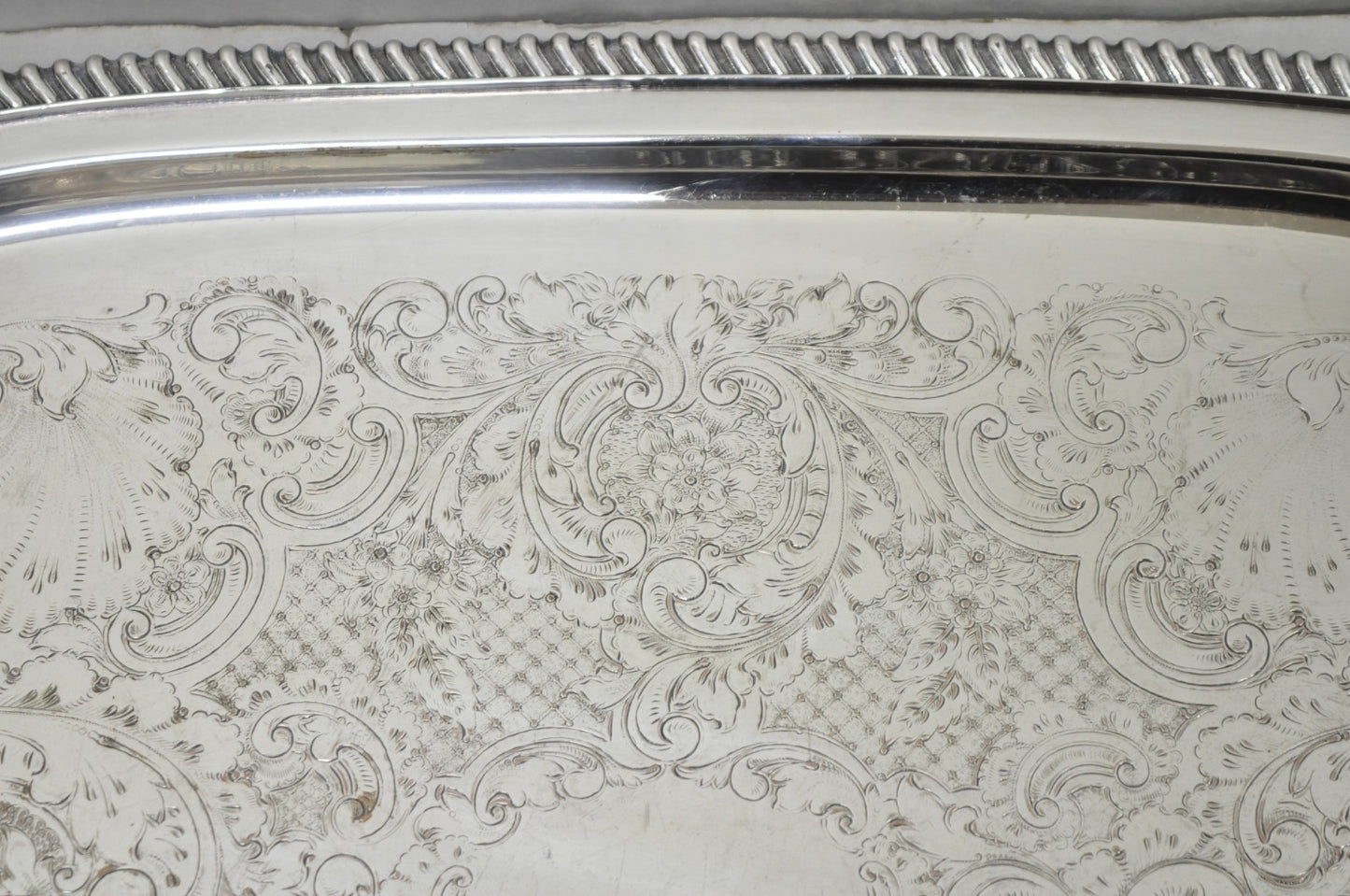 English Victorian Silver Plated Twin Handle Butlers Serving Platter Bar Tray
