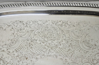 English Victorian Silver Plated Twin Handle Butlers Serving Platter Bar Tray
