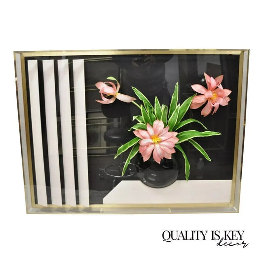 Accessory Art Mid Century Lucite Plexiglass Wall Art Flower Vase Shadow Box