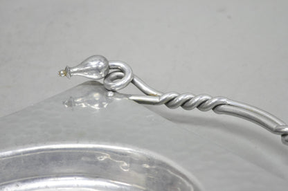 Vintage Buenilum Art Nouveau Hand Hammered Aluminum Serving Tray w Tulip Handles