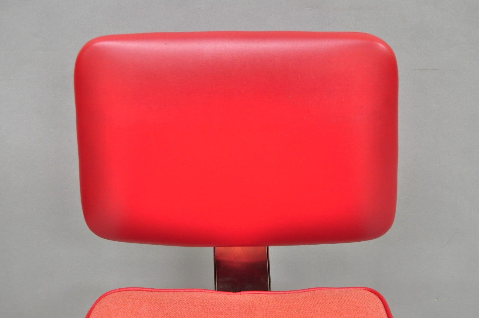 Vintage Mid Century Modern Red Adjustable Chrome Office Desk Chair by HON