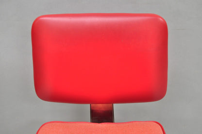 Vintage Mid Century Modern Red Adjustable Chrome Office Desk Chair by HON