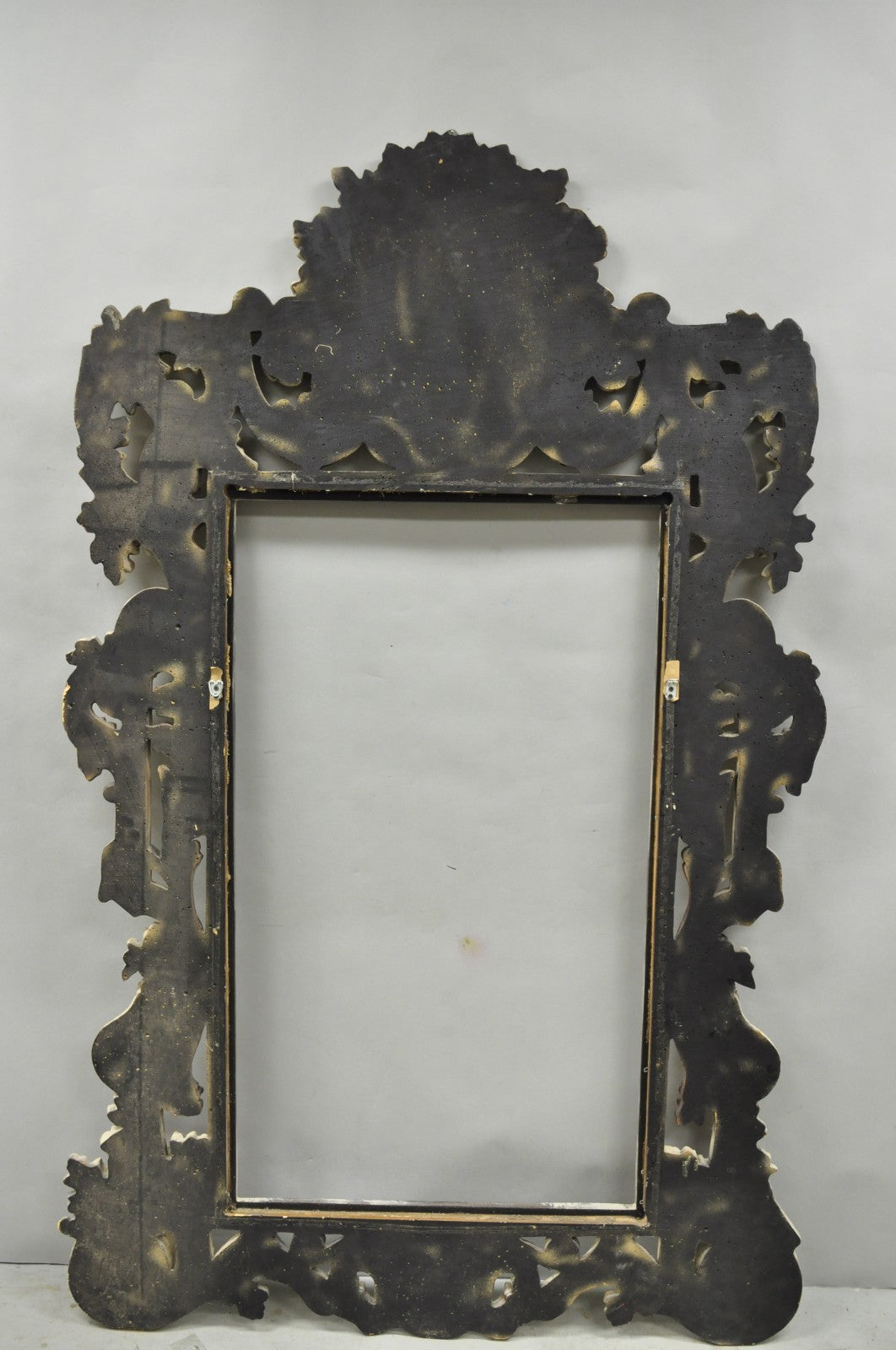 Large 78" Italian Baroque Rococo White Distress Painted Mirror Art Picture Frame