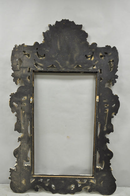 Large 78" Italian Baroque Rococo White Distress Painted Mirror Art Picture Frame
