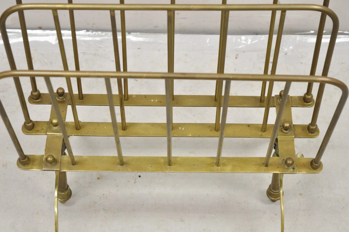Vintage A. Ravenel Paris French Mid Century Modern Brass Magazine Rack Stand