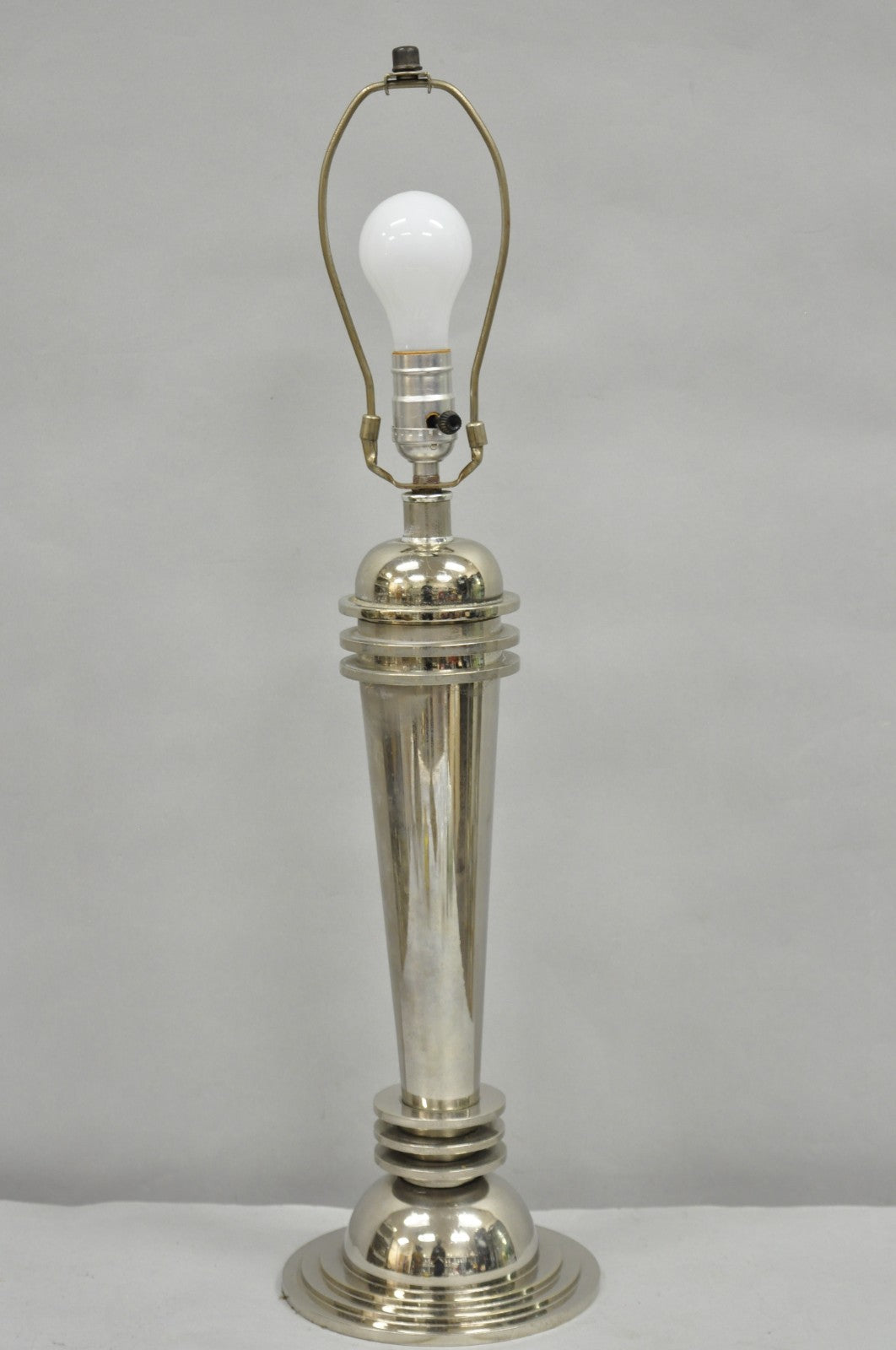 Vintage Frederick Cooper Art Deco Style Chrome "Atomic" Steel Table Lamp