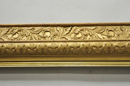 Antique Victorian Gold Gilt Oak Wood Leafy Scroll Deep Picture Frame 32.5 x 26.5