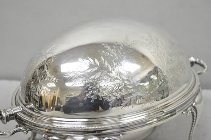 Antique Elkington & Co English Silver Plated Chafing Dish Revolving Dome Warmer