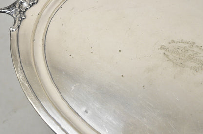 Antique Victorian Silver Plated Meriden B Co. Oval Serving Platter Tray Engraved