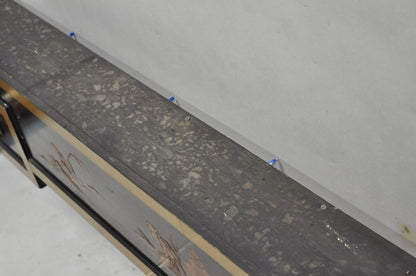 Vintage Chinoiserie Oriental Black Lacquer & Gold Greek Key 77" Window Valance