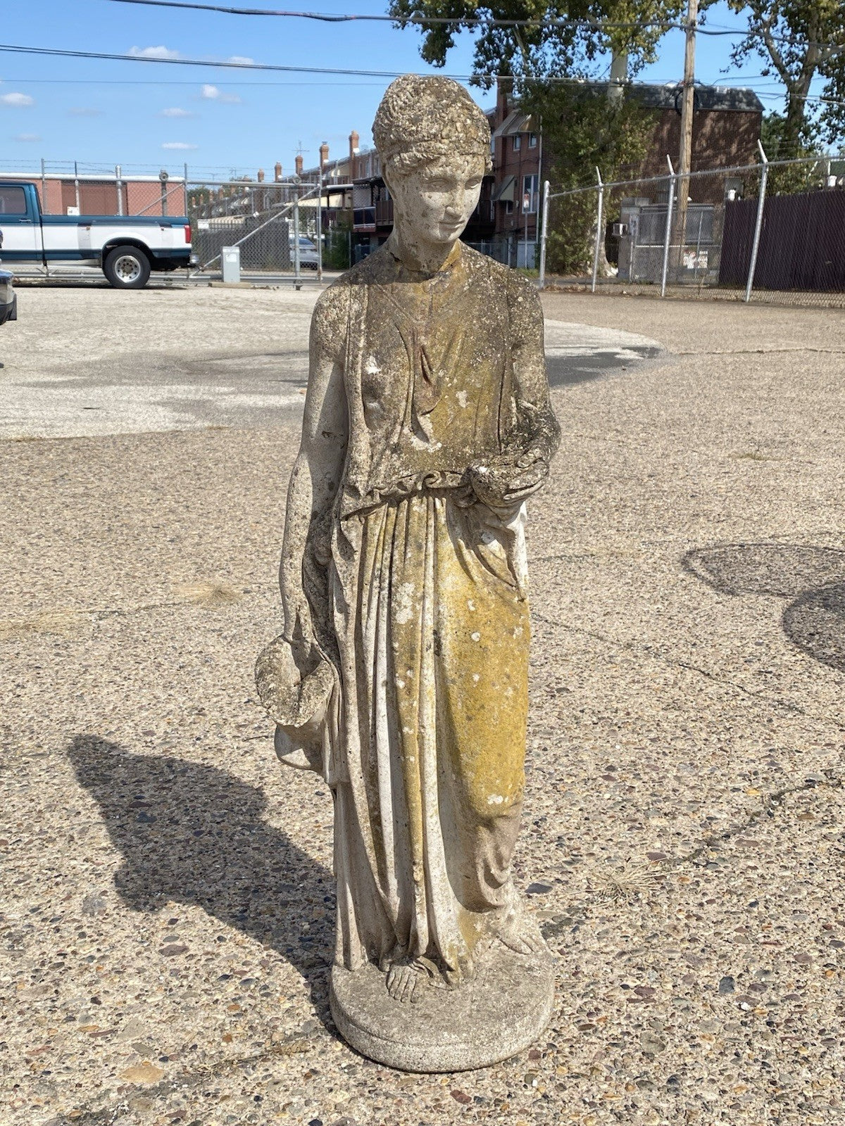 Vintage Greek Classical Goddess Hebe Concrete Stone 40" Garden Statue Figure