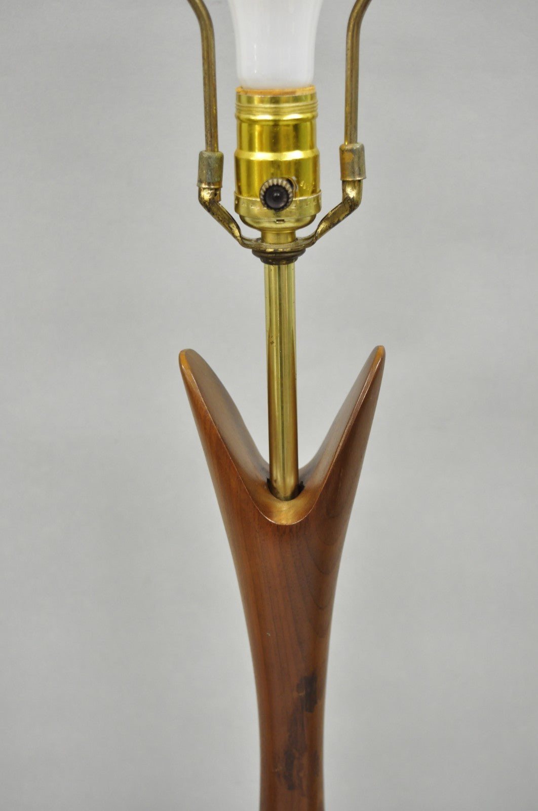 Vintage Mid Century Modern Sculptural Walnut Wood Danish Modernist Table Lamp