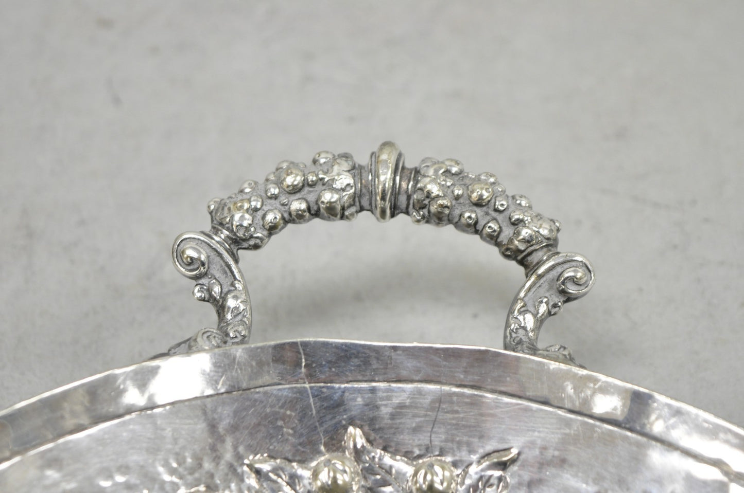 Antique Victorian Silver Plated Fruit Harvest Repousse Centerpiece Fruit Bowl