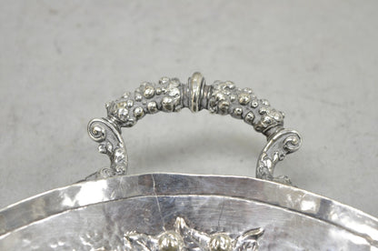 Antique Victorian Silver Plated Fruit Harvest Repousse Centerpiece Fruit Bowl