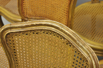 Vintage French Provincial Louis XV Style Cane Dining Side Chairs - Set of 6