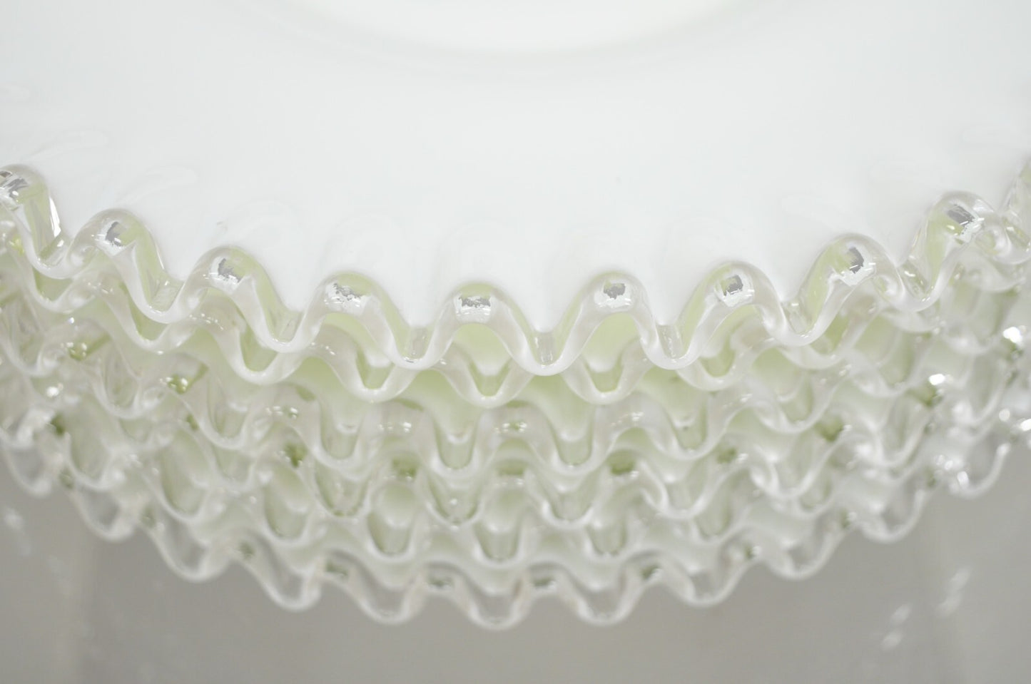 Vintage Fenton Silver Crest 12" Milk Glass Ruffled Edge Plate Platter - Set of 6