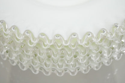 Vintage Fenton Silver Crest 12" Milk Glass Ruffled Edge Plate Platter - Set of 6